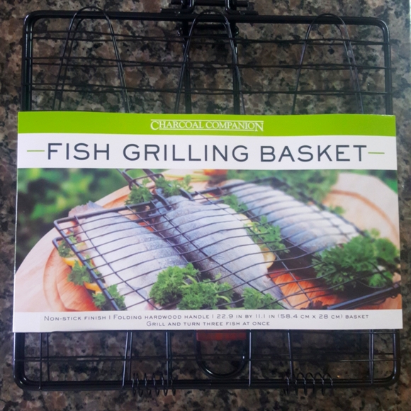 Charcoal Companion Kitchen Fish Grilling Basket New Nonstick Finish